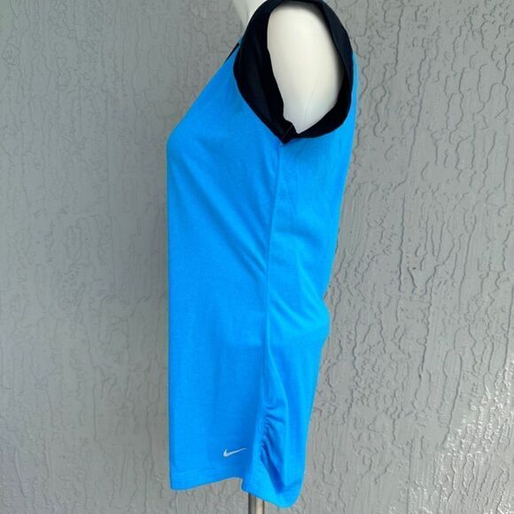 Nike Dri-Fit V-Neck Short Sleeve Tee Shirt Turquoise/Black M NWT - Picture 2 of 9